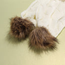 2015 Winter Warm Knitted Hat Set Women Thicken Faux Fur Hat Scarf White