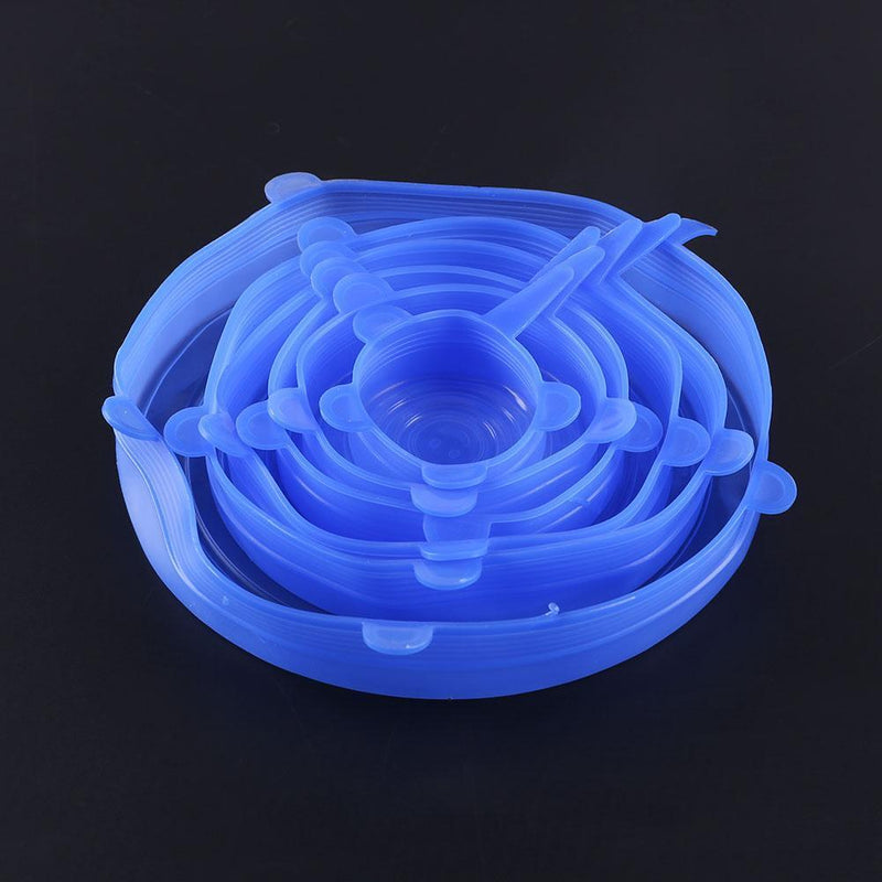 12pcs Heat Resistant Silicone Stretch Lids Food Wrap Bowl Pan Cover?Blue)