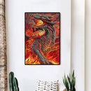 Oil Paint by Numbers Fire Dragon Canvas Artwork Living Room Picture Decoration