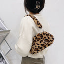 Portable Plush Shoulder Handbag Women Animal Print Underarm Bag Purse (6)