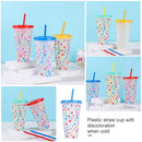 Fashion Temperature Discoloration Portable Coffee Drink Ware Straw Cup Beverage