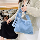 Fashion Women Plush Cherry Print Shoulder Messenger Bag Winter Handbags (D)