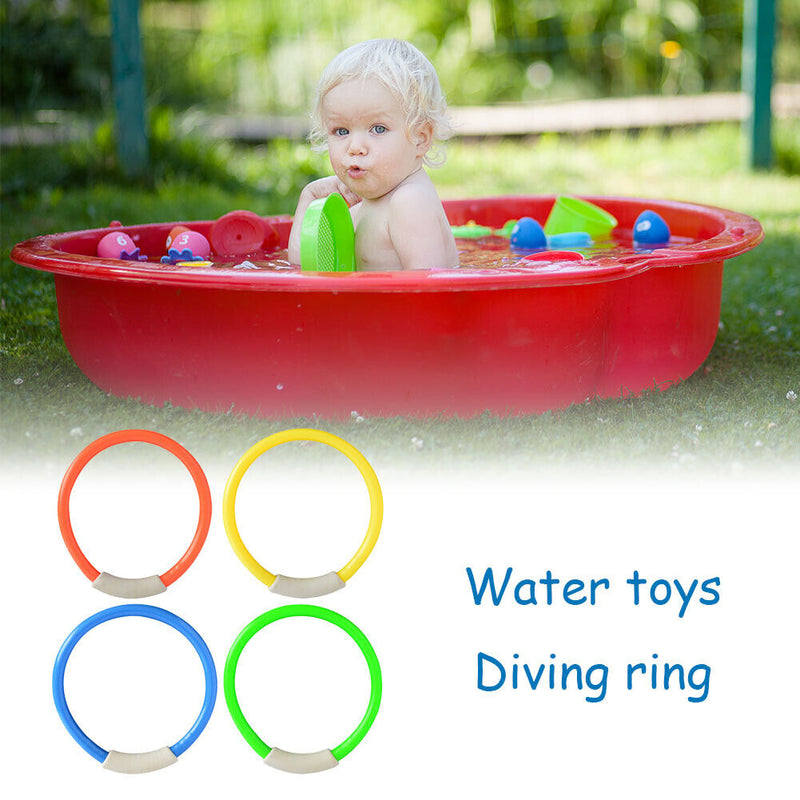 4pcs Pool Throwing Sinking Dive Toys Underwater Training Kids Diving Rings Toys