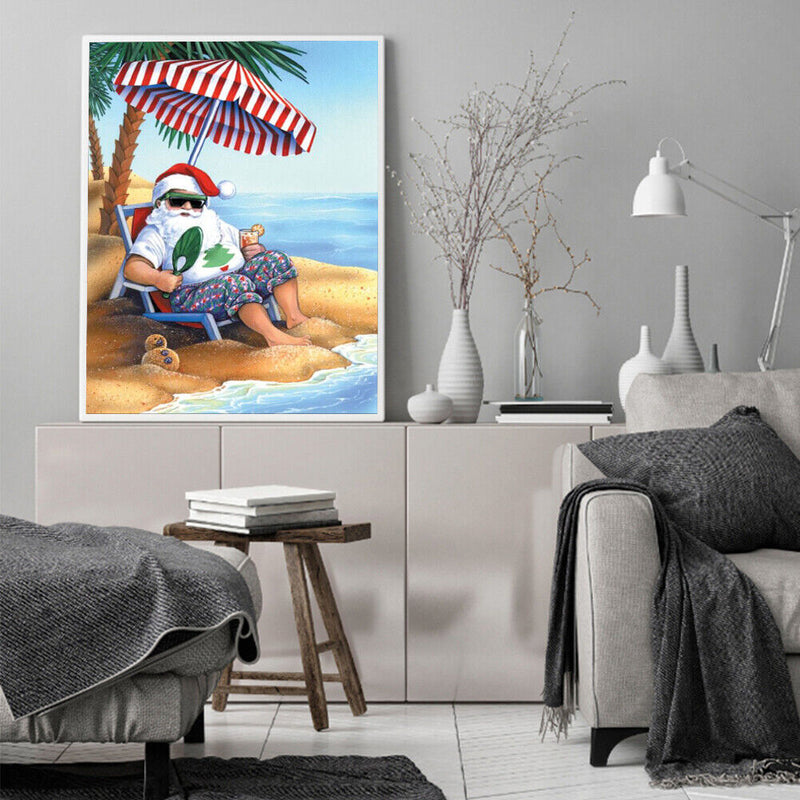 Oil Paint by Numbers Santa Canvas Artwork Living Room Wall Picture Decoration
