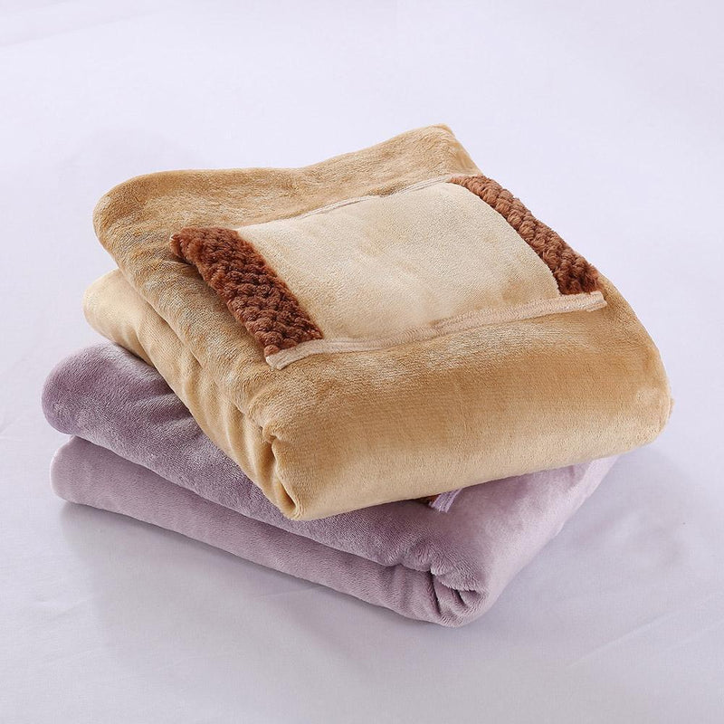 Electric Blanket Adjustable Rope Winter Heated Pad for Home Sofa Bed (Camel)