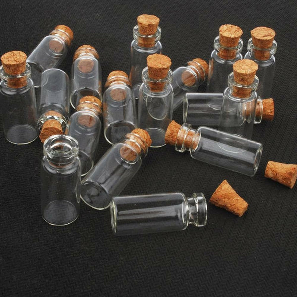 10x Clear Small Cork Stopper Mini Glass Vial Jars Containers Bottle N5Y7