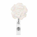 ID Name Card Clip Retractable Badge Reel Key Ring Badges Holder Rose Shape