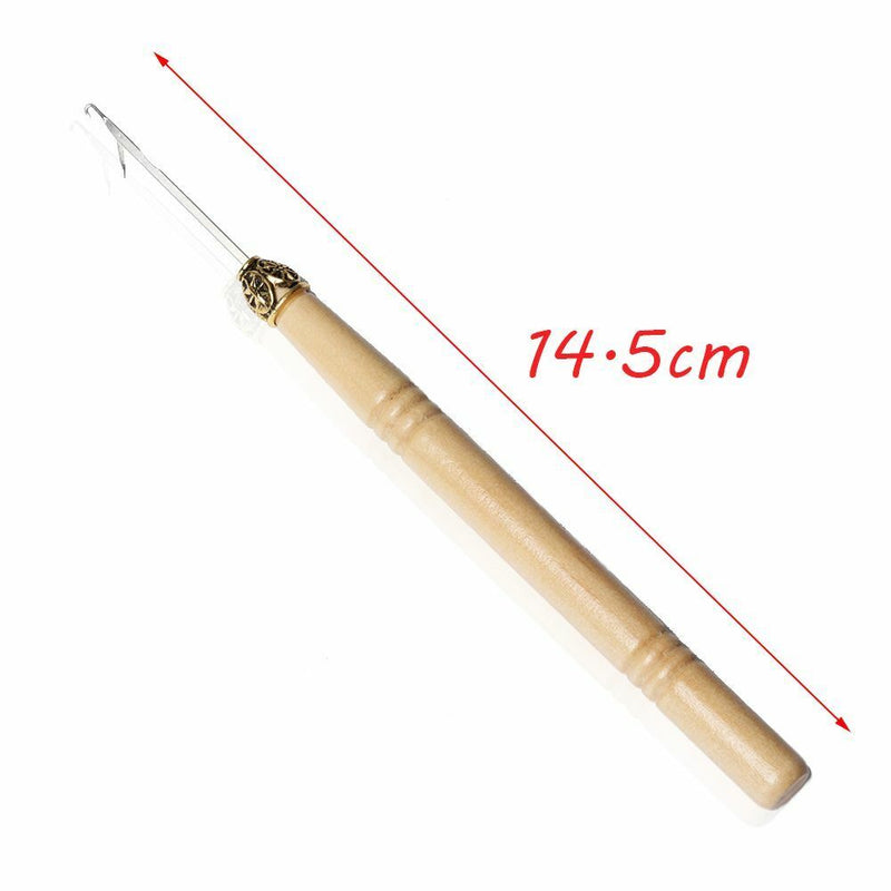 DIY Kit Wooden Handle Wig Crochet Hook Knitting Needle Weaving Braids Tools