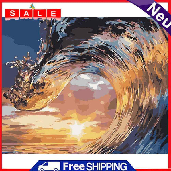40x30cm Oil Painting By Numbers Sea Wave Digital Canvas Drawing Coloring Picture
