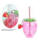 Strawberry Straw Cup-Leakproof Plastic Drinking Water Bottle Clear (2)