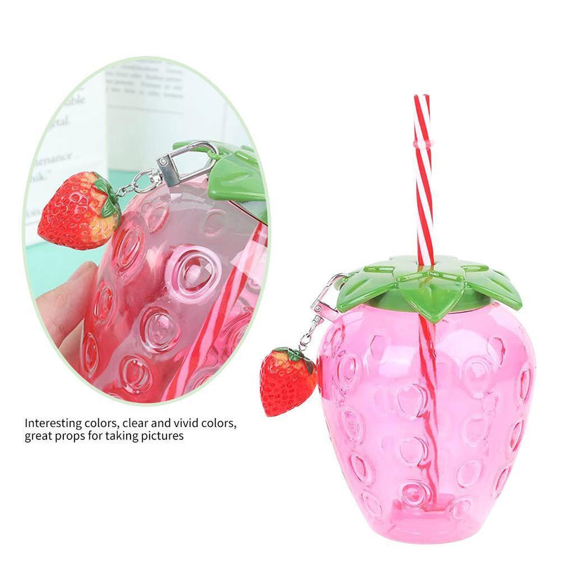 Strawberry Straw Cup-Leakproof Plastic Drinking Water Bottle Clear (2)