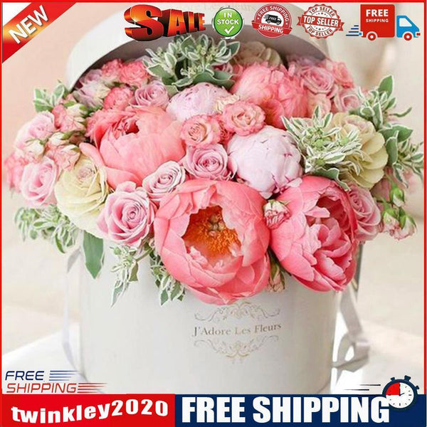 Rhinestone Diamond Painting 5D DIY Pink Flowers Full Round Drill Picture
