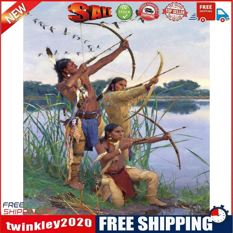 Tribal People Frameless Oil Paint by Numbers Kit Handpainted Canvas Picture