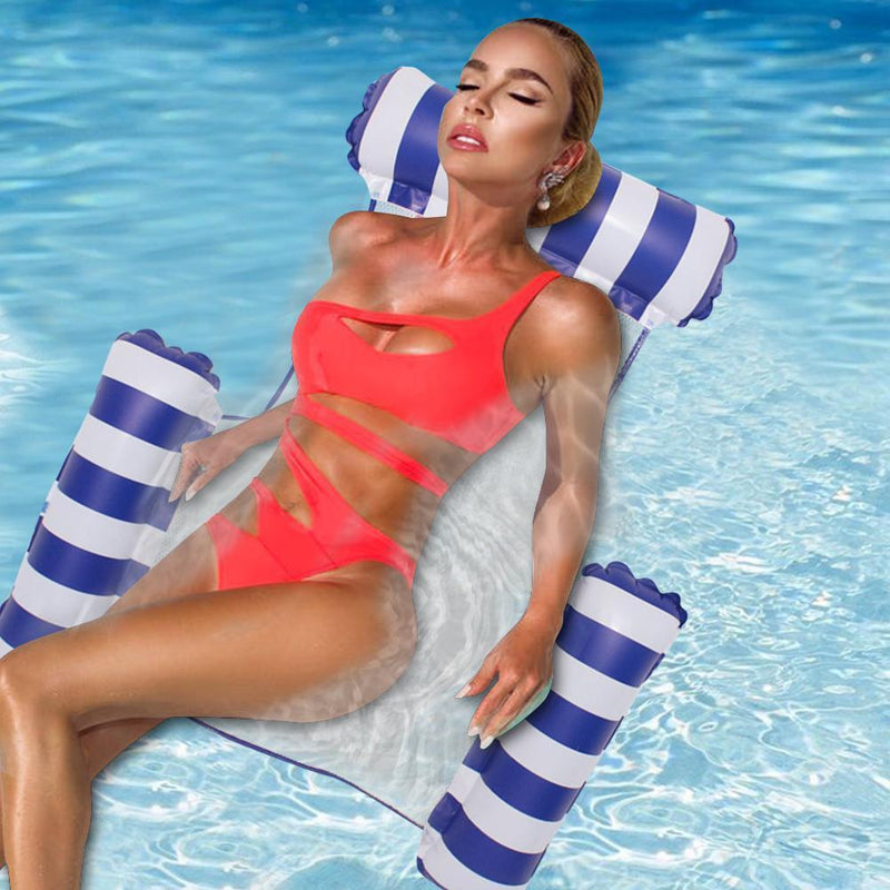 PVC Water Hammock Float Lounger Pool Inflatable Recliner Chair (Dark Blue)