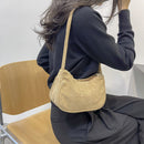 Fashion Women Corduroy Shoulder Underarm Bag Solid Color Handbags (Brown)
