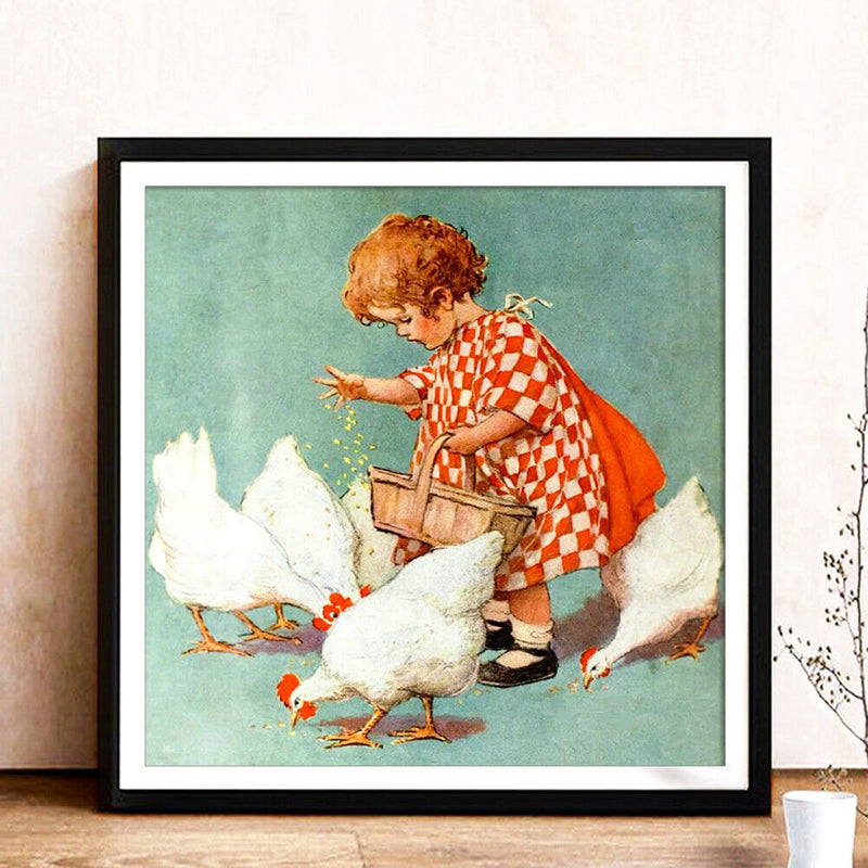 Little Girl Diamond Painting 5D DIY Full Round Rhinestone Picture (WX640)