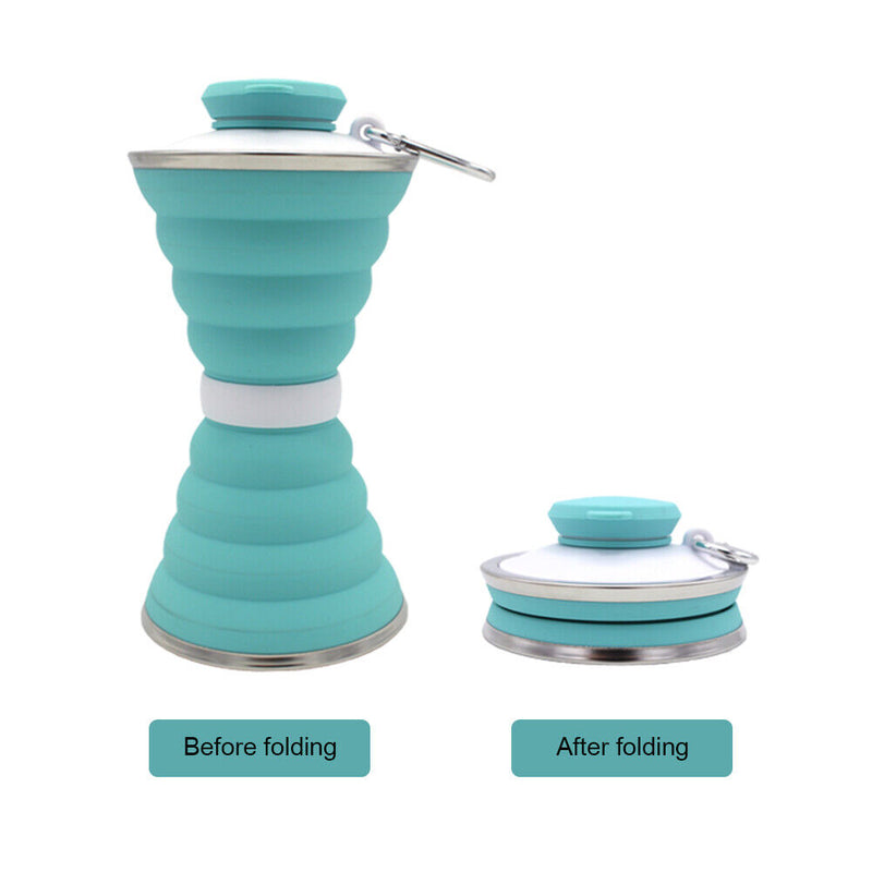 500mL Collapsible Soft Kettle Outdoor Silicone Water Bottle (Light Green) Newly