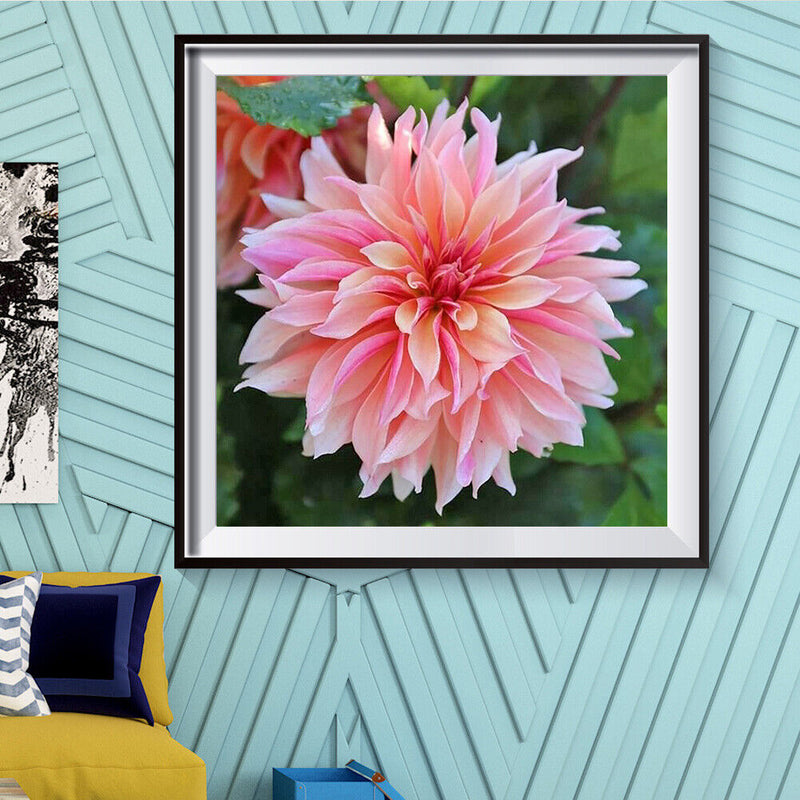 5D DIY Full Round Drill Diamond Painting Pink Flower Mosaic Rhinestone Draw