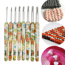 #A 8pcs Printed Crochet Hook Kit Aluminum Yarn Stitching Weaving Needles Tools