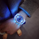 Luminous Watch Fashion LED Flash Light Round Dial Rhinestone Wristwatch Gifts