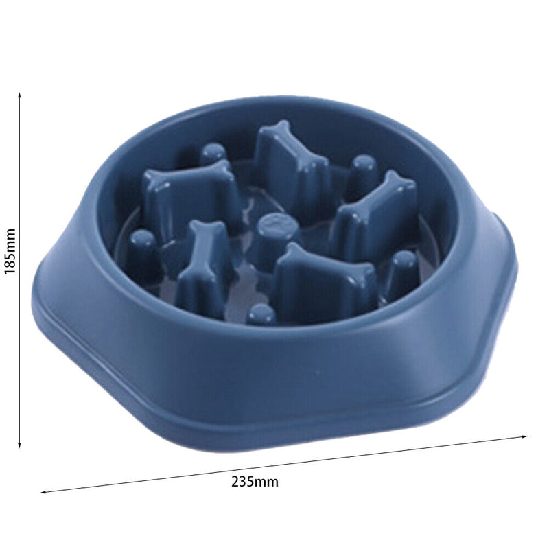 Pet Slow Eating Dish Cat Dog Anti Choking Puppy Feeder Food Bowl (Blue) Newly