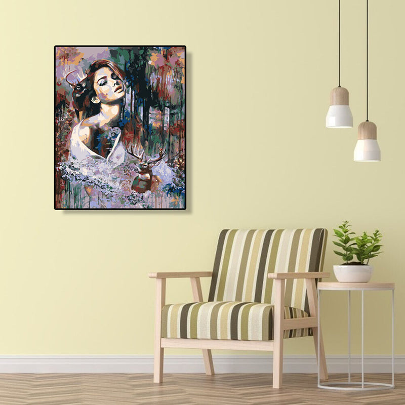 Painting By Numbers Kit DIY Beauty Deer Hand Painted Canvas Oil Wall Picture Art