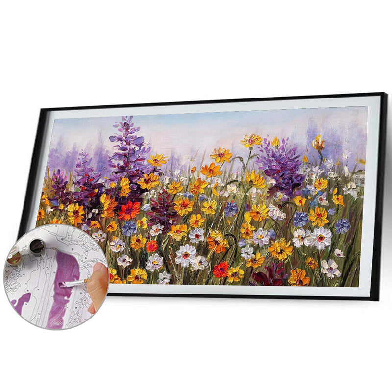 Canvas Painted Oil Paint By Numbers Flowers DIY Wall Art Modern Bedroom Decor