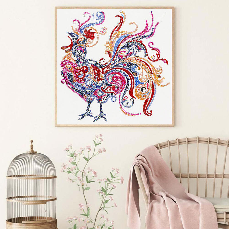 5D DIY Special Shaped Diamond Painting Rooster Embroidery Mosaic Craft Kit Newly