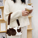 Animal Pattern Underarm Bag Women Mini Plush Shoulder Handbags Purse (11)
