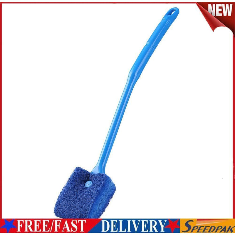 Long Handle Fish Tank Glass Wipe Plastic Sponge Algae Glass Cleaner (Blue)