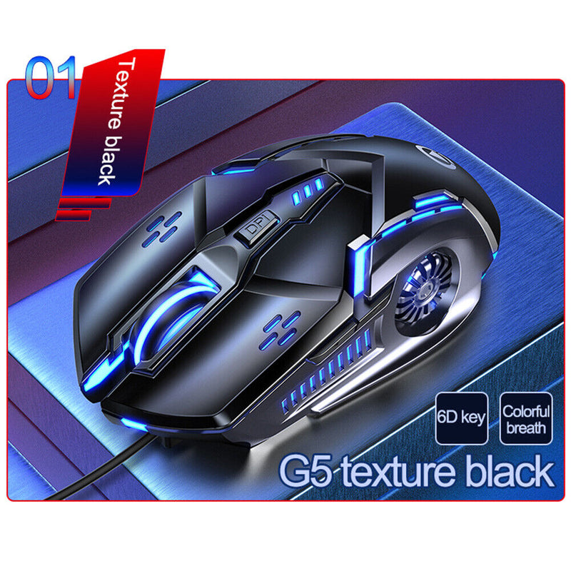 G5 Wired Gaming Mouse 6 Programmable Button 3500 DPI USB Computer RGB Light Mice
