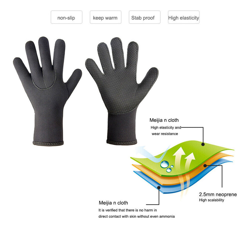 3mm Neoprene Diving Gloves Keep Warm Winter Gloves for Men Women (Black L) Newly
