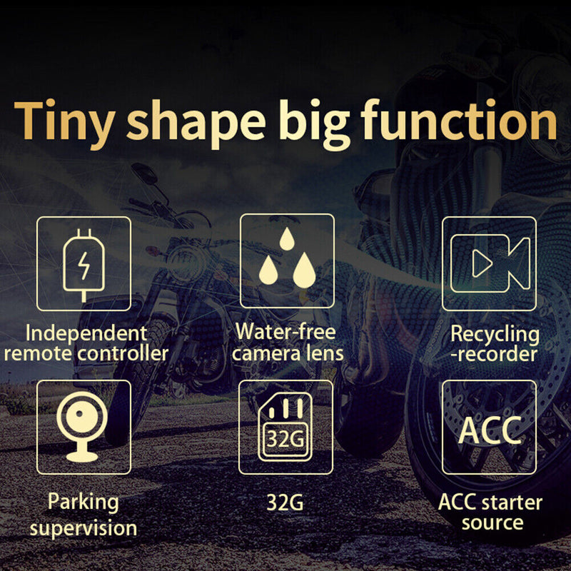 M1 1080P HD Motorcycle DVR Recording System Loop Recording Dash Cam w/ 2 Cameras