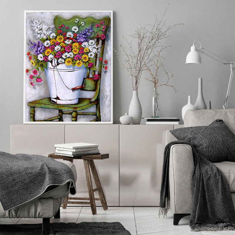 Chair Flower Oil Paint By Numbers Kits Canvas DIY Picture Hand Painted Wall A