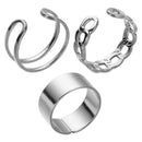 Finger Accessories Geometry Opening Stack Plain Band Punk Rings Set Gothic