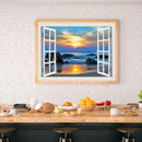 DIY Sea Landscape Mosaic Full Round Diamond Drawing Handmade Rhinestone Craft