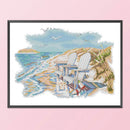 14CT Partial Cross Stitch Quiet Beach Counted DIY Handmade Cotton Embroidery Kit