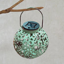 LED Solar Lantern Light Metal Hollow Lantern Hanging Lamp Garden Decor (D) Newly