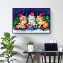 Handmade Christmas Cat 5D DIY Full Round Drill Drawing Kit Diamond Painting Gift