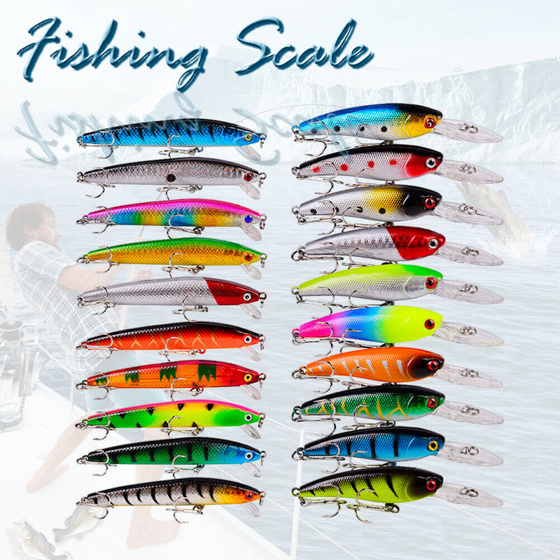 20pcs Minnow 8g 9.5cm 9cm Lures Crankbait Artificial Wobbler Fishing Bait Tackle