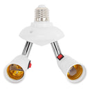 E27 Adjustable Lamp Holder LED Bulb Socket Base Adapter Converter (2-head) Newly