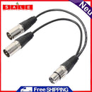 3P XLR Female Jack to Dual 2 Male Plug Y Splitter Adaptor Cord Cable 1Ft * 2