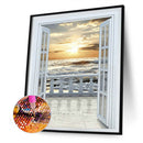 DIY Diamond Painting Kits Balcony Sea Full Round Drill Wall Home Decoration