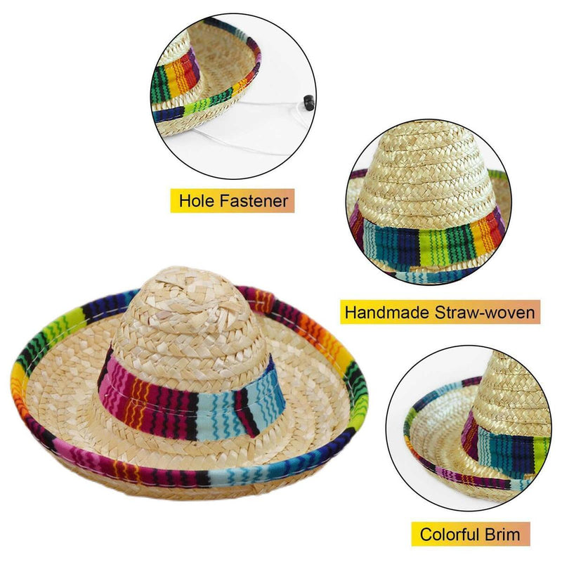 Costume Dog Supplies Sombrero Pet Straw Hat Pet Ornaments Mexican Straw Cap&