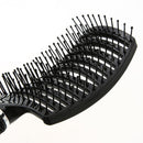 Professional Ribs Comb Women Wet Massage Styling Tool Hairbrush(Black) Newly