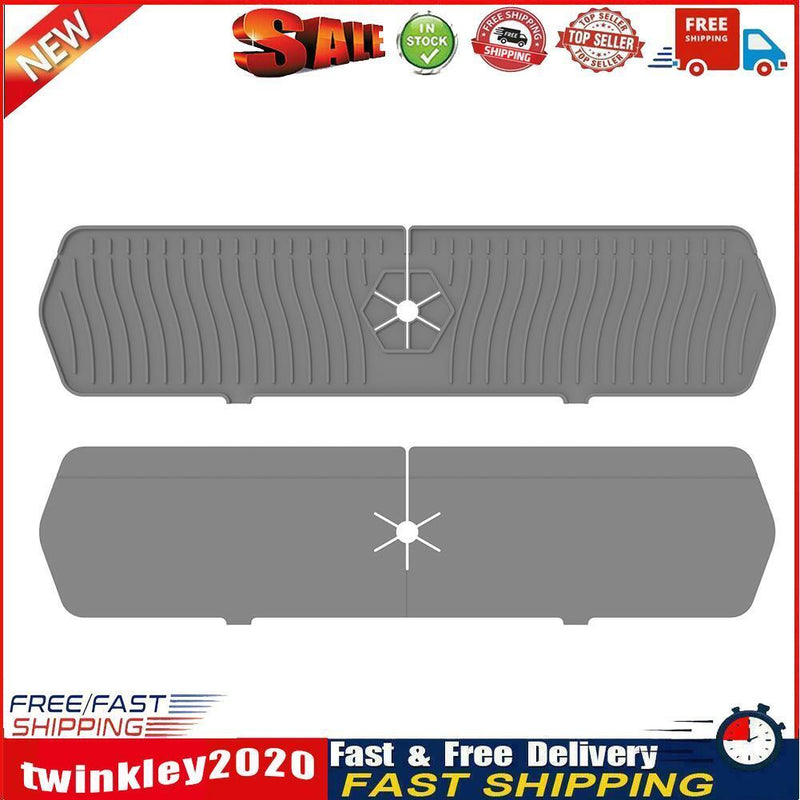 Silicone Faucet Absorbent Draining Mat Splash Guard Water Catcher (Grey) Newly