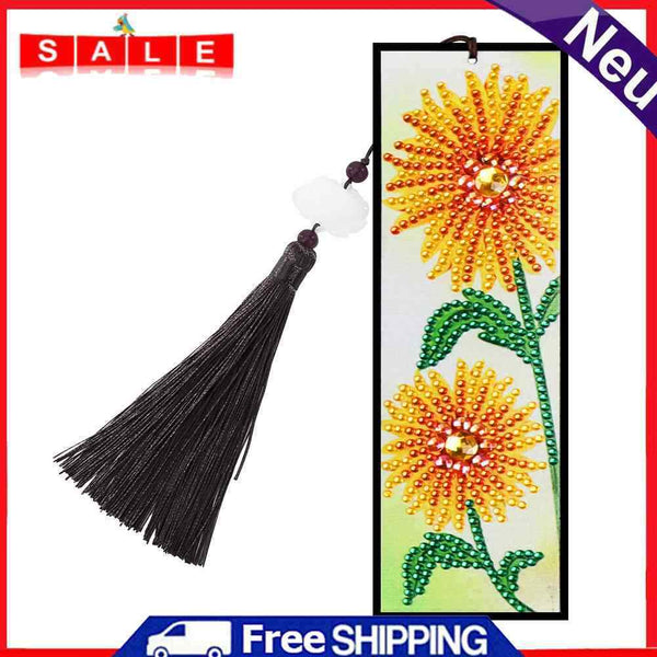 DIY Special Shaped Diamond Painting Leather Tassel Bookmark Cross Stitch Craft