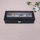 6 Slots Wrist Watch Display Case Box  Jewelry Storage Organizer With Cover