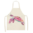 Kitchen Linen Apron Pink Turtle Painted Party Supply Cooking Cleaning Pinafore