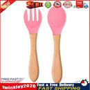 Baby Wooden Silicone Feeding Spoon Toddlers BPA-free Tableware (14) Newly
